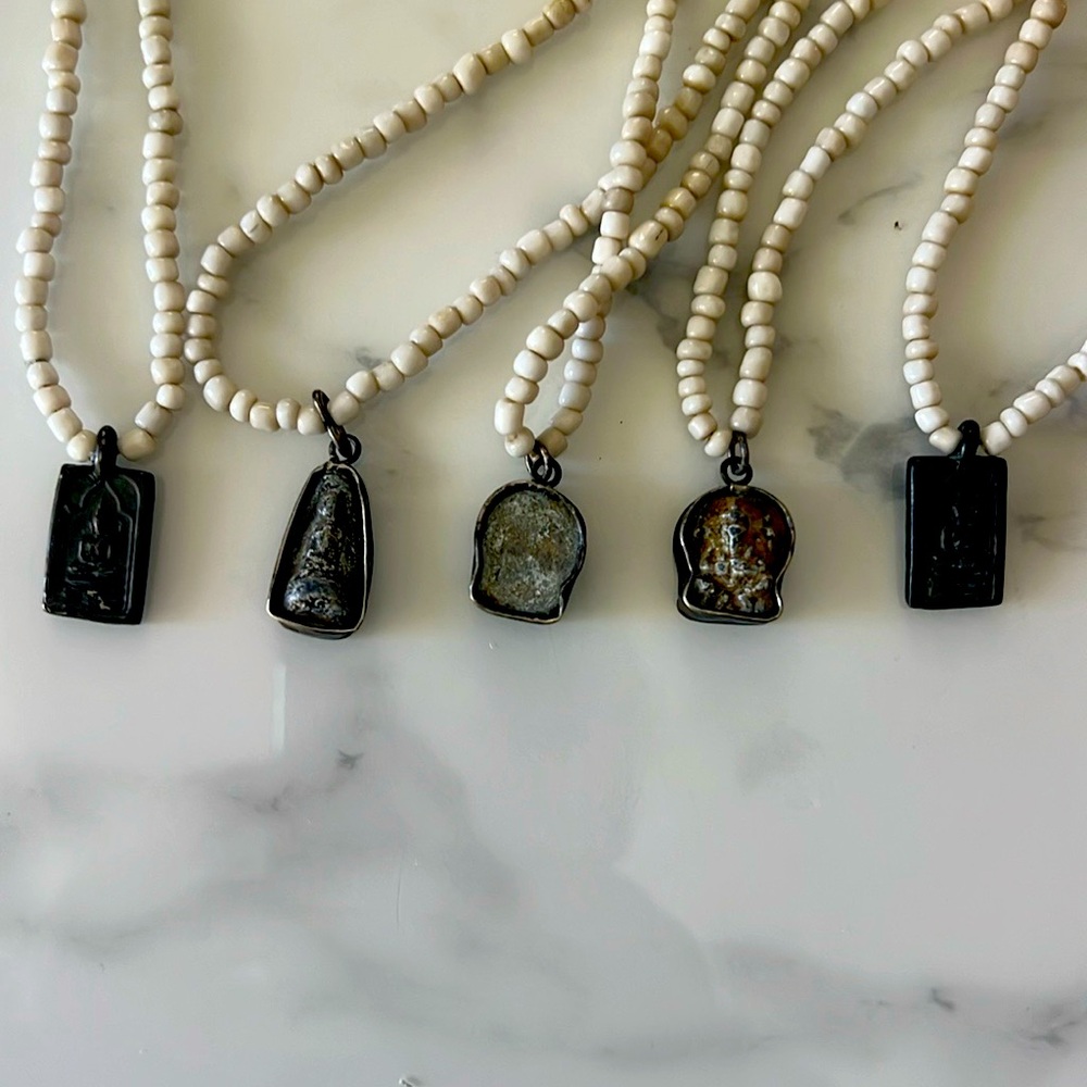 6 beaded Necklaces w/antique charms from Jaipur